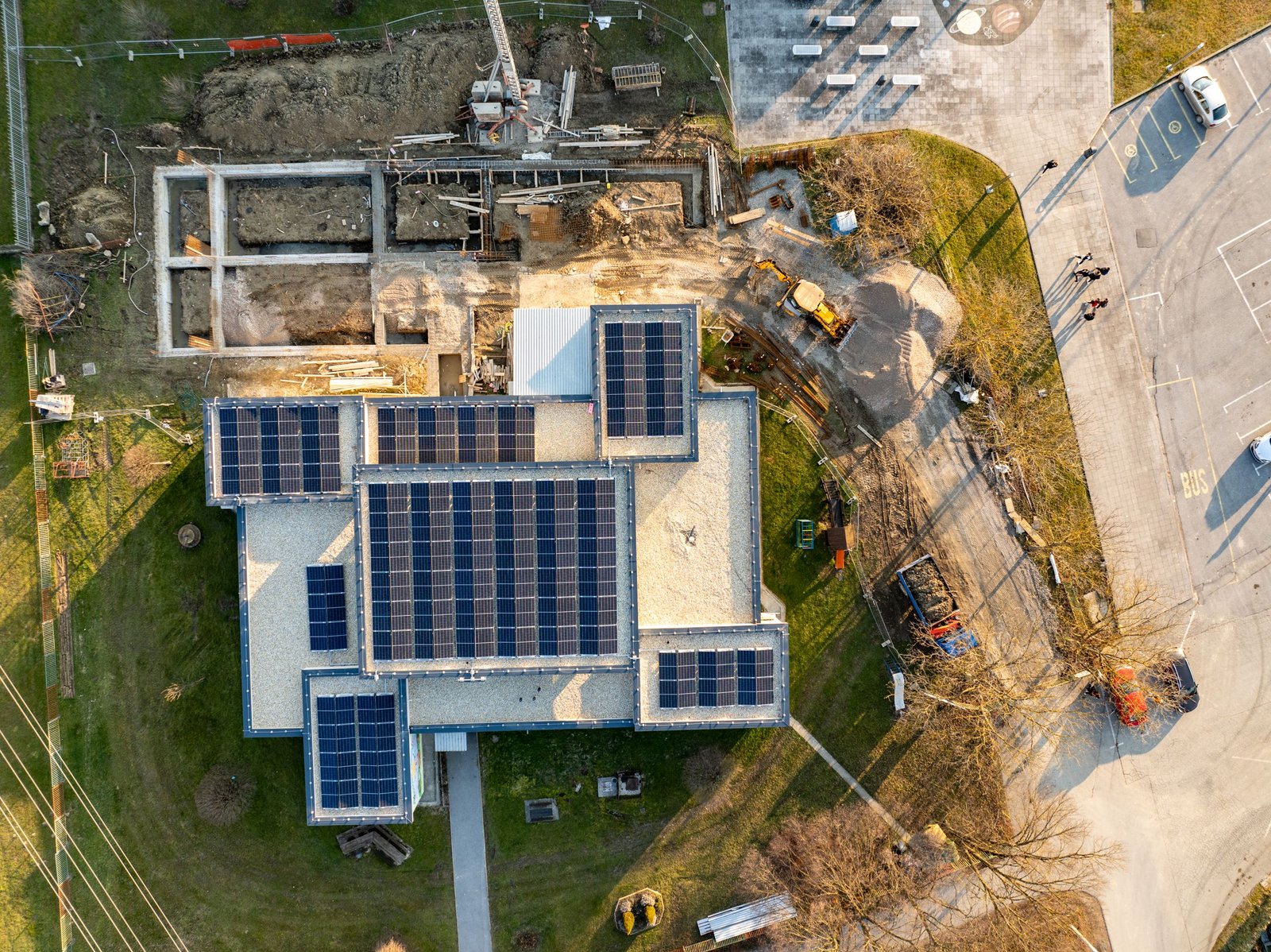 Drone aerial photography construction site