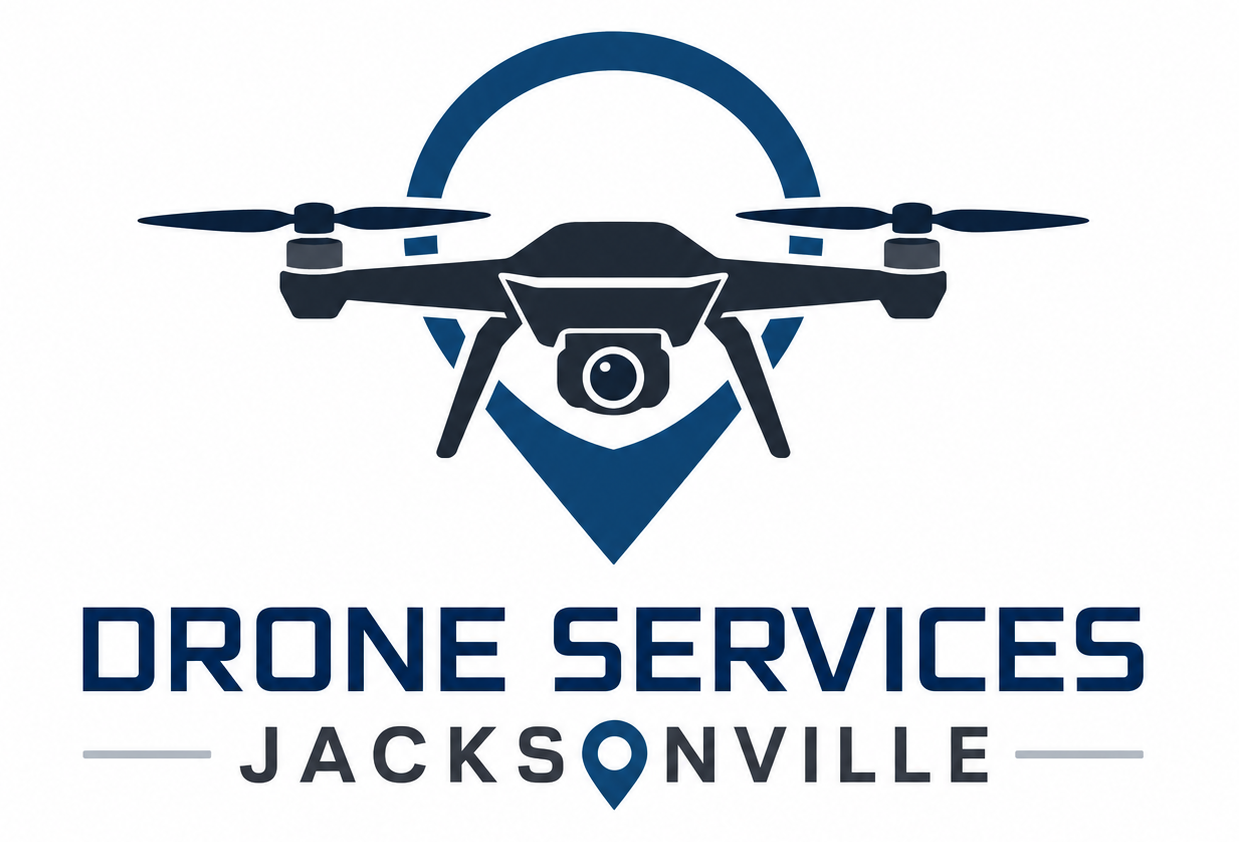 Drone Services Jacksonville logo with drone and location pin icon